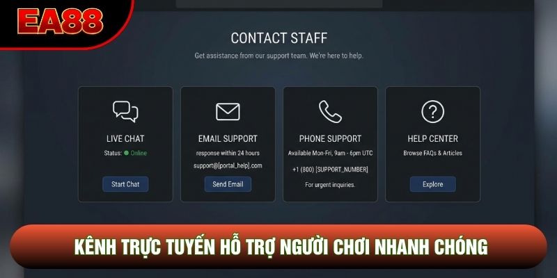 Kênh trực tuyến hỗ trợ người chơi nhanh chóng